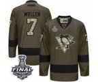 Men's Reebok Pittsburgh Penguins #7 Joe Mullen Authentic Green Salute to Service 2017 Stanley Cup Final NHL Jersey