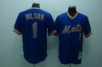 Baseball Jerseys new nork mets #1 wilson m&n blue