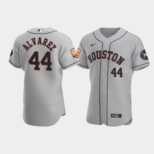Men\'s Houston Astros #44 Yordan Alvarez 60th Anniversary Authentic Gray Jersey