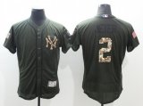 Men MLB New York Yankees #2 Derek Jeter Green Salute to Service Stitched Flexbase Jerseys