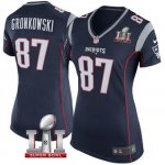 Women's NIKE NFL New England Patriots #87 Rob Gronkowski Navy Blue Super Bowl LI Bound Jersey