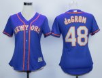 women mlb new york mets #48 jacob degrom blue majestic cool base jerseys