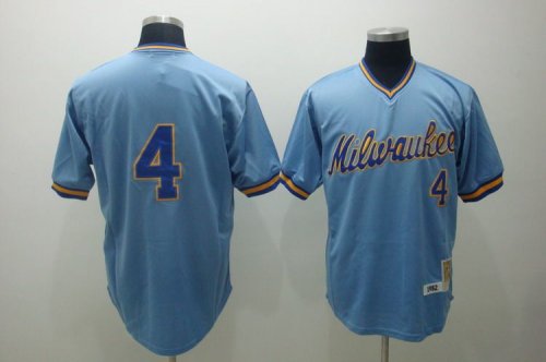 Baseball Jerseys milwaukee brewers #4 molitor m&n blue