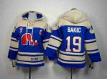 youth nhl quebec nordiques #19 sakic cream-blue [pullover hooded