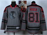 NHL Chicago Blackhawks #81 Marian Hossa Charcoal Cross Check Fas