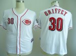 Men's MLB Cincinnati Reds #30 Ken Griffey White Cool Base Jerseys