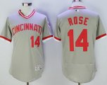 Men's MLB Cincinnati Reds #14 Pete Rose Grey Flexbase Authentic Collection Cooperstown Jersey