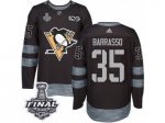 Men's Adidas Pittsburgh Penguins #35 Tom Barrasso Premier Black 1917-2017 100th Anniversary 2017 Stanley Cup Final NHL Jersey