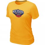 women nba new orleans pelicans logo yellow T-shirt