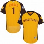 men's majestic houston astros #1 carlos correa yellow 2016 all star american league bp authentic collection flex base mlb jerseys