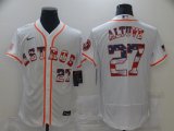 Men's Houston Astros #27 Jose Altuve USA Flag White Jersey