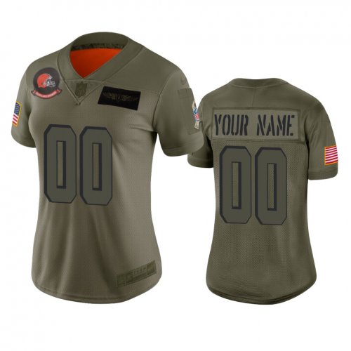Women\'s Cleveland Browns Custom Camo 2019 Salute to Service Limited Jersey