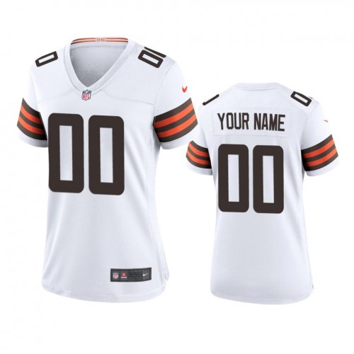 Women\'s Cleveland Browns Custom White 2020 Game Jersey