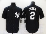 Baseball New York Yankees #2 Derek Jeter Navy Jersey