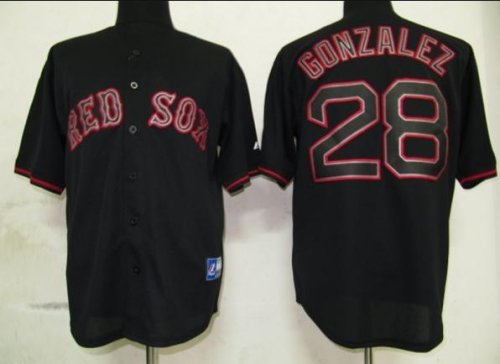 mlb jerseys boston red sox #28 gonzalez black fashion