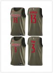 Basketball Houston Rockets #13 James Harden #3 Chris Paul Swingman Green Salute to Service Jerseys