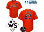 Men Majestic Houston Astros #27 Jose Altuve Orange 2017 World Series And Houston Astros Strong Patch Cool Base MLB Jersey