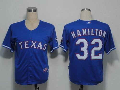 Baseball Jerseys texas rangers #32 hamilton blue(cool base)
