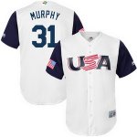 Men's USA Baseball #31 Daniel Murphy Majestic White 2017 World Baseball Classic Stitched Jersey