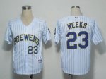 Baseball Jerseys milwaukee brewers #23 weeks white[blue strip]