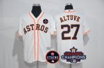 Men mlb houston astros #27 jose altuve majestic White 2017 World Series Champions And Houston Astros Strong Patch cool base jerseys