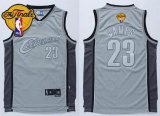 nba cleveland cavaliers #23 lebron james grey anniversary style the finals patch stitched jerseys