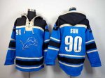 nike nfl detroit lions #90 suh black-blue [pullover hooded sweat