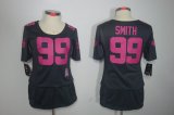 nike women nfl san francisco 49ers #99 smith dk.grey [breast can