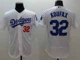 mlb los angeles dodgers #32 sandy koufax majestic white flexbase authentic collection jerseys