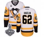 Men's Reebok Pittsburgh Penguins #62 Carl Hagelin Authentic White Away 2017 Stanley Cup Final NHL Jersey