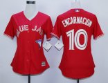 women mlb toronto blue jays #10 edwin encarnacion red majestic cool base jerseys