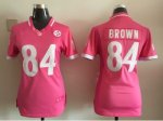 2015 women Nike Pittsburgh Steelers #84 Brown pink jerseys
