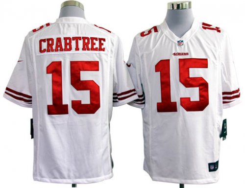 nike nfl san francisco 49ers #15 crabtree white jerseys [game]
