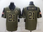 Mens Football Dallas Cowboys #21 Ezekiel Elliott Olive 2021 Salute To Service Limited Jersey