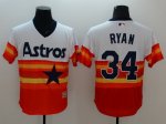 mlb houston astros #34 nolan ryan white orange majestic flexbase authentic collection cooperstown jerseys