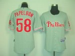 mlb philadelphia phillies #58 papelbon grey cheap jerseys
