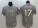 men mlb chicago cubs #17 kris bryant grey 2017 gold program flex base champion stitched baseball jerseys