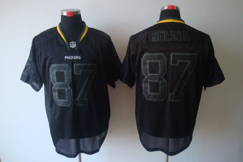 nike nfl green bay packers #87 nelson elite black [lights out]