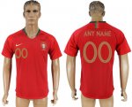 Custom Portugal 2018 World Cup Soccer Jersey Red Short Sleeves