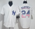 Men MLB New York Yankees #24 Gary Sanchez Majestic White Strip USA Flag Fashion Stitched Jerseys