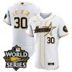 Men's Houston Astros #30 Kyle Tucker World Series Stitched White Gold Special Flex Base Jersey