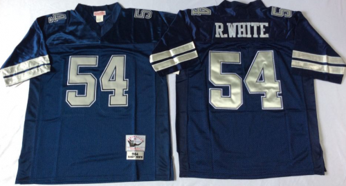 Football Men\'s Dallas Cowboys #54 R.White Blue Mitchell & Ness Retired Player Throwback Jersey