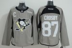 Men Pittsburgh Penguins #87 Sidney Crosby Grey Practice Stitched NHL Jersey