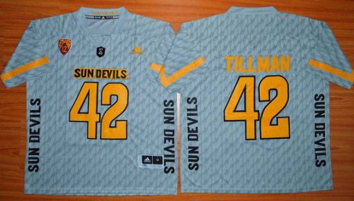 Men\'s Arizona State Sun Devils #42 Pat Tillman Gray Desert Ice 2015 College Football Jersey