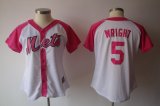 women mlb new york mets #5 wright white and pink jerseys [2012]