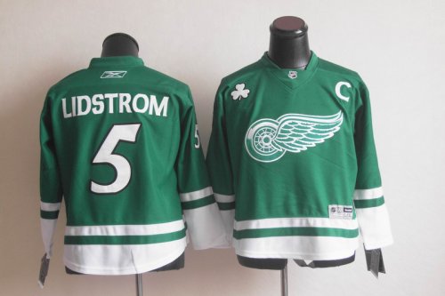youth nhl detroit red wings #5 lidstrom green cheap jerseys