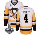 Men's Reebok Pittsburgh Penguins #4 Justin Schultz Authentic White Away 2017 Stanley Cup Final NHL Jersey