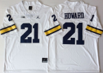 Michigan Wolverines White #21 Desmond Howard College Jersey
