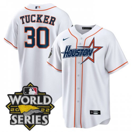 Men\'s Houston Astros #30 Kyle Tucker World Series Stitched White Special Cool Base Jersey