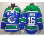 nhl vancouver canucks #16 linden blue-green [pullover hooded swe